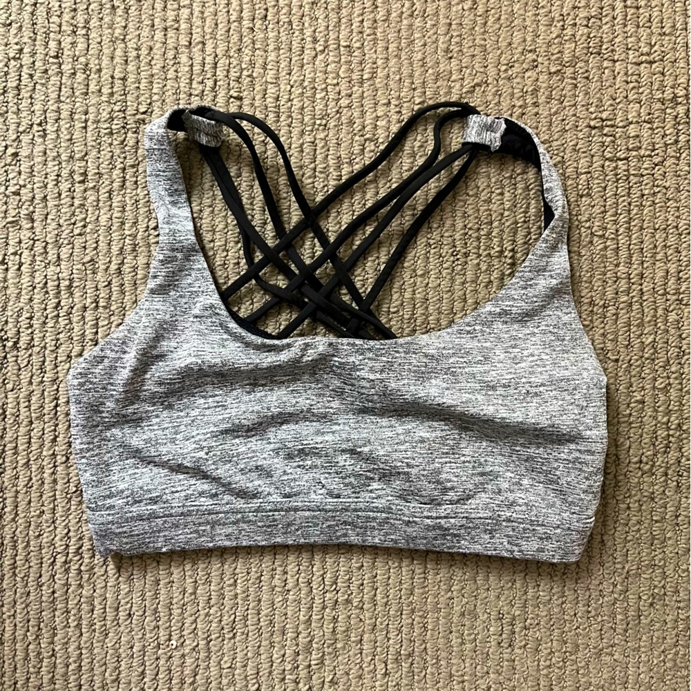Heather Grey Cross Back Strapy Sports Bra